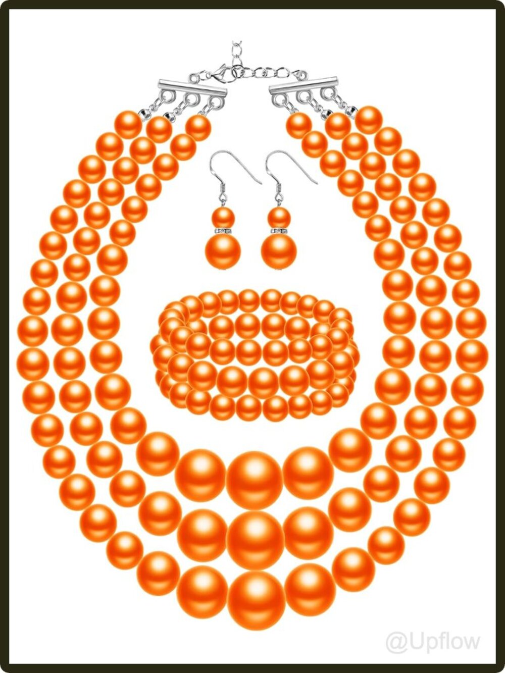 Women's Faux Pearl Jewelry Set Layered Necklace Bracelet Earrings Gift